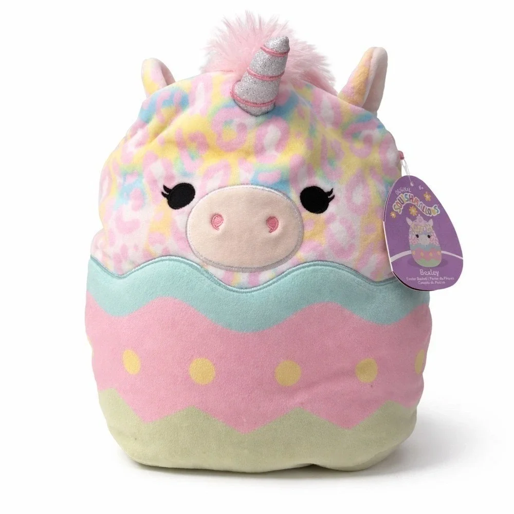 NWT Squishmallows Bexley Unicorn Plush Basket Tote Toy Storage Easter Gift Bag